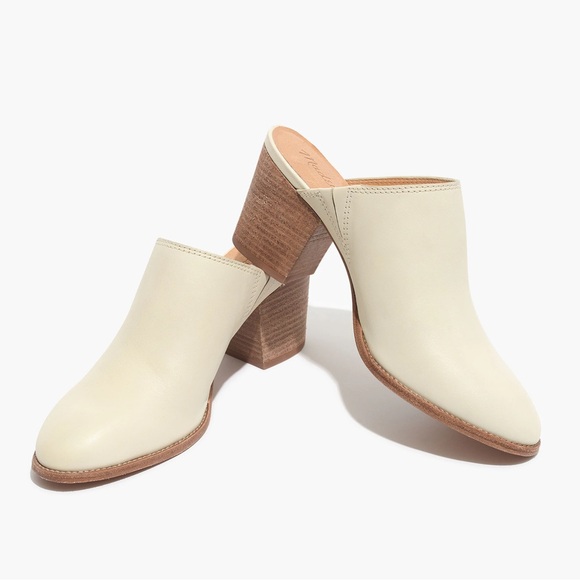 Madewell Cream Mules with Pointed Toe and Block Heel Sz. 9 - Picture 1 of 14